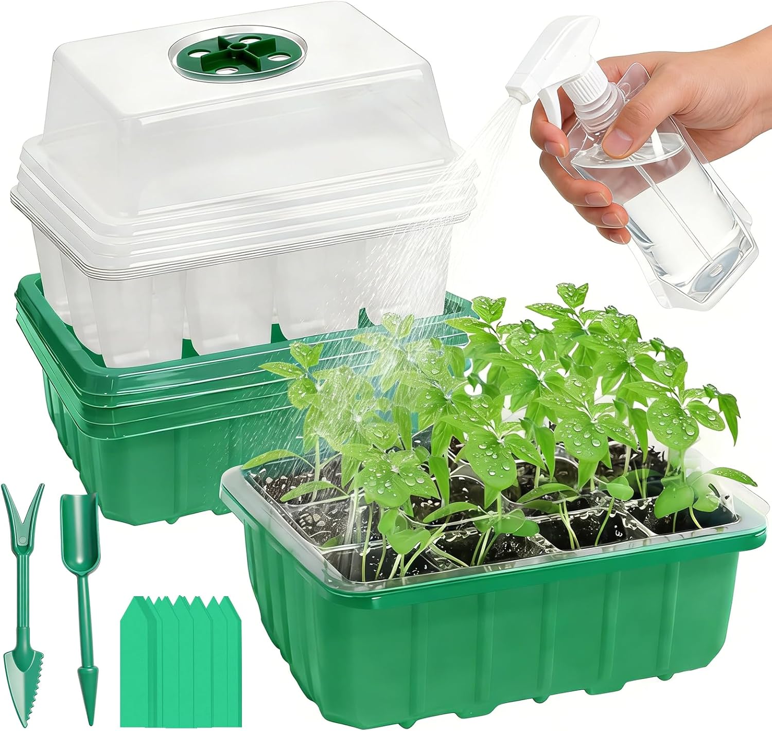 Humidity Dome Kit - 5-Pack Seed Starter Tray Kit with