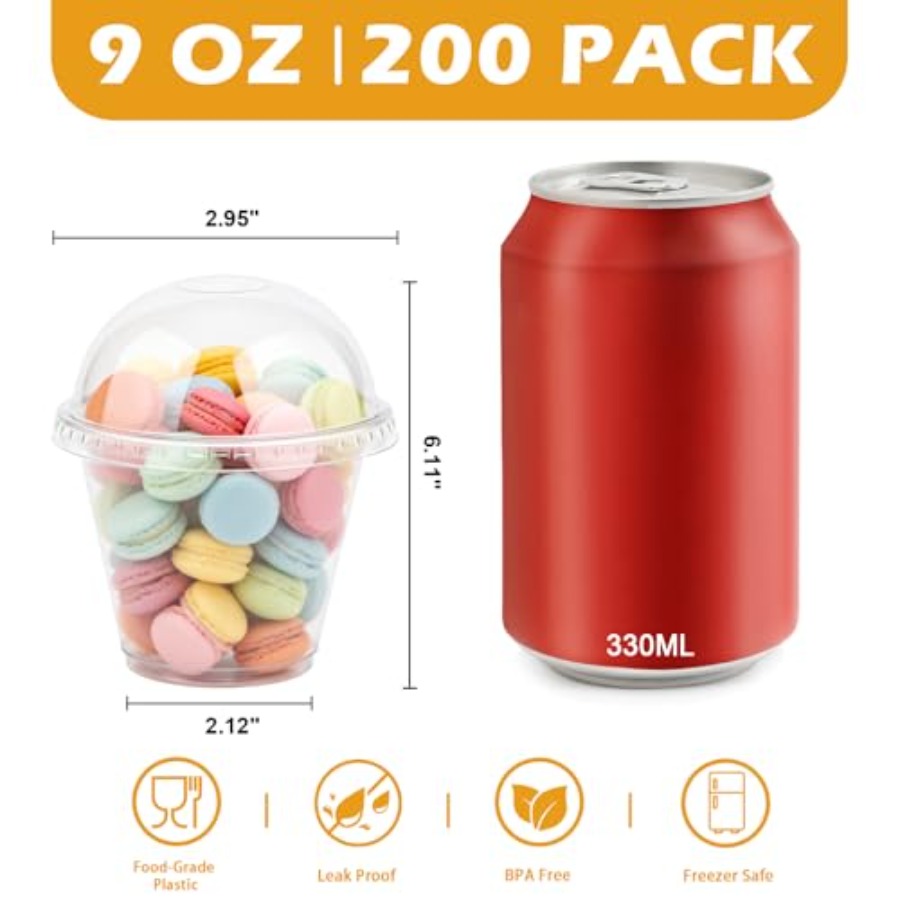 200 Pack 9 oz Clear Plastic Cu - Plastic Dome Clear incelemesi ve fiyatı