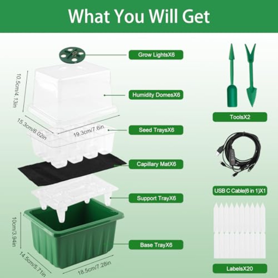 Seed Starter Tray with Light 6 - Humidity Dome Kit incelemesi ve fiyatı