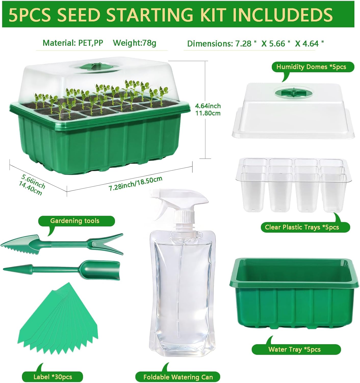 5-Pack Seed Starter Tray Kit w - Humidity Dome Kit incelemesi ve fiyatı