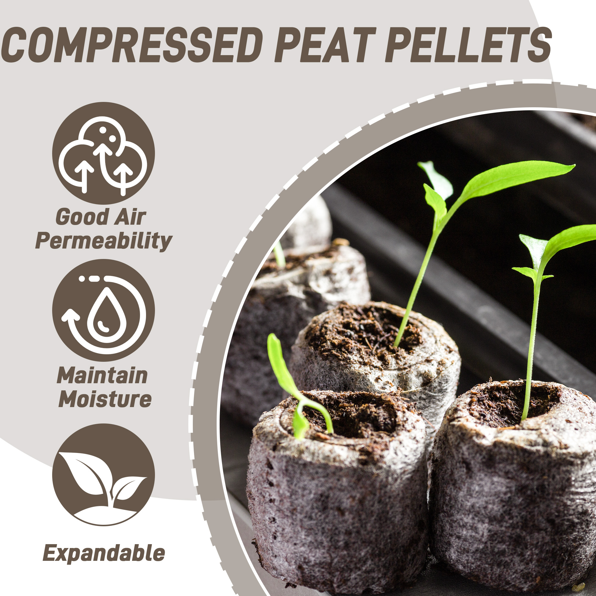 50pcs 35mm Compressed Peat Pel - Peat Pellet Tray incelemesi ve fiyatı