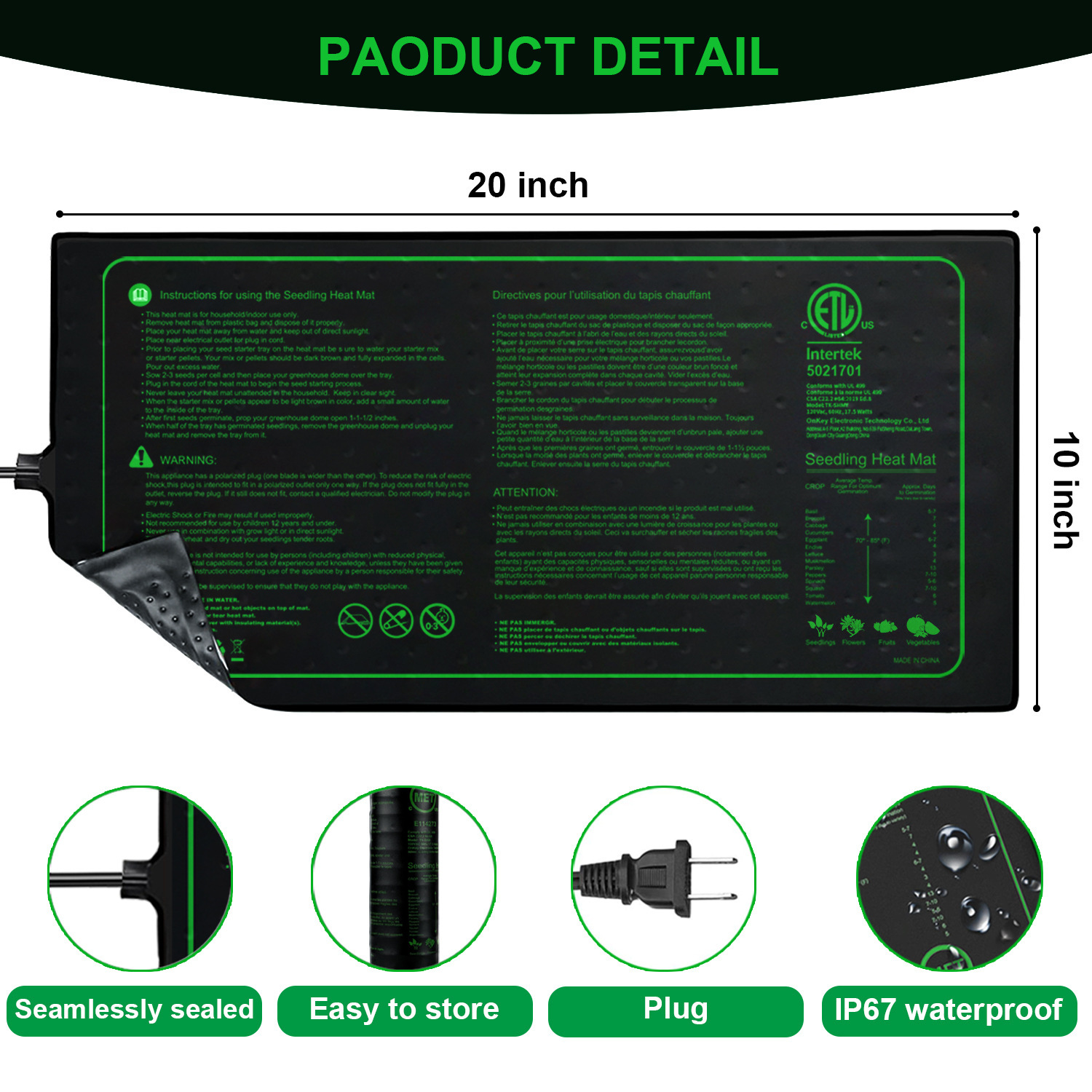 Two-pack 20x10Inch Seedling He - Heat Mat Seedling incelemesi ve fiyatı