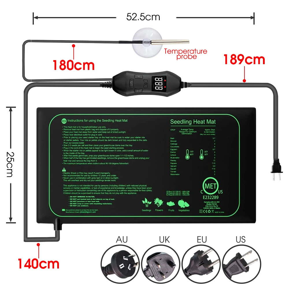 50W EU-US/UK/AU Adjustable The - Heat Mat Seedling incelemesi ve fiyatı